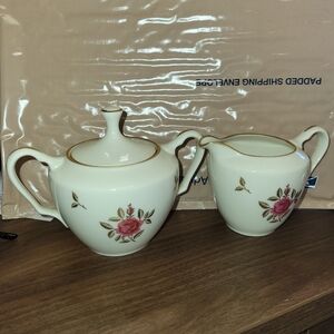 Lenox China Rhodora Creamer And Sugar Bowl with Lid